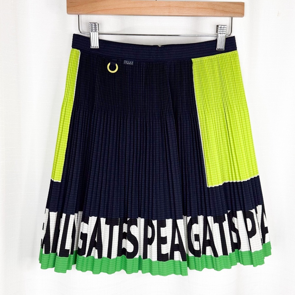 Pearly Gates Golf Skirt Size 0 Pleated Skort Navy Lime Logo Japan